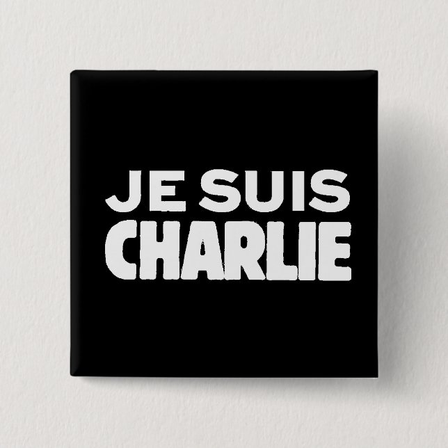 Je Suis Charlie-ICh morgens Charlie-Weiß auf Button (Vorderseite)