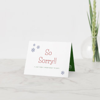 Je suis désolé, Carte de Noël pour le chagrin humo