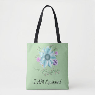 Je suis équipé sac à fleurs vert menthe