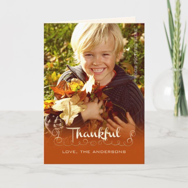 Je Suis Heureux. Carte photo personnalisé Thanksgi (Devant)