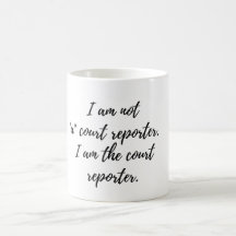 Je suis la tasse de café de sténographe judiciaire