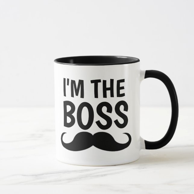 JE SUIS LE BOSS, MUSTACHE CAFÉ MUG (Droite)