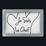Je Suis Le Koch Rechteckige Gürtelschnalle<br><div class="desc">Koch Hut,  toque blanche,  Cartoon Stil mit französischem Text.</div>