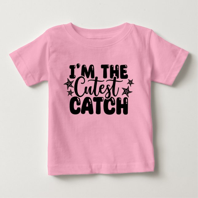 Je suis le T-shirt bébé rose Catch Cutest (Devant)