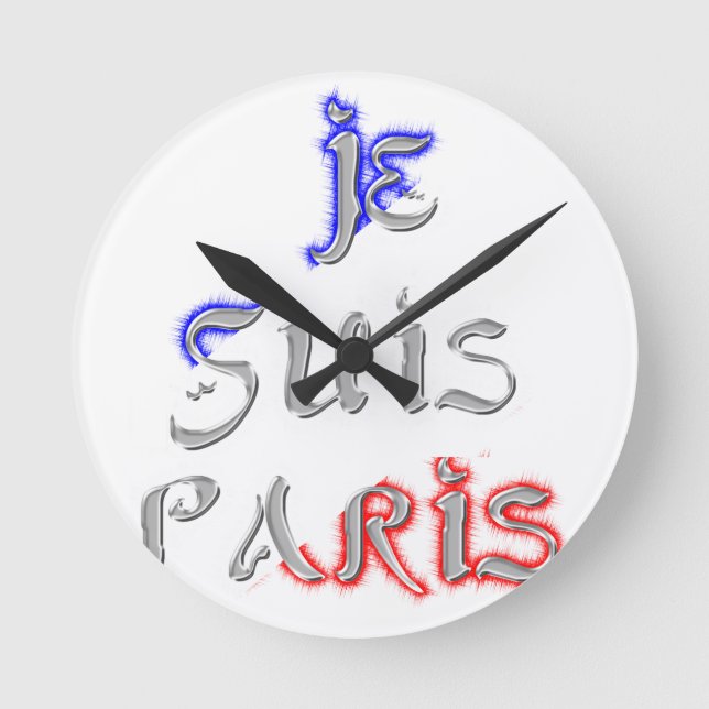 Je Suis Paris Art Print Runde Wanduhr (Vorderseite)