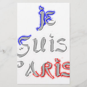 Je Suis Paris I Liebe Paris Textkunst drucken Briefpapier