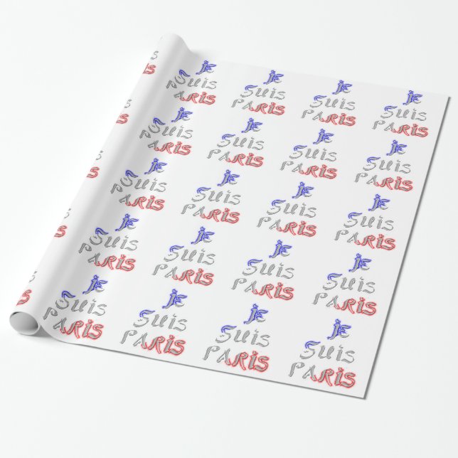 Je Suis Paris I Liebe Paris Textkunst drucken Geschenkpapier (Ungerollt)