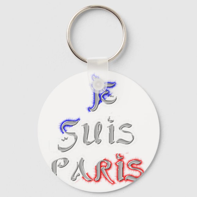 Je Suis Paris I Liebe Paris Textkunst drucken Schlüsselanhänger (Vorderseite)