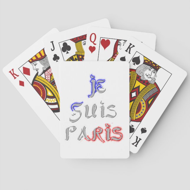 Je Suis Paris I Liebe Paris Textkunst drucken Spielkarten (Rückseite)