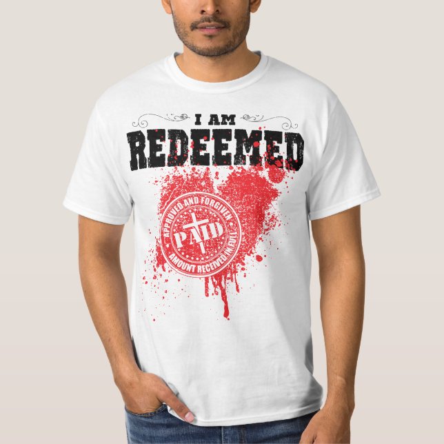 Je suis racheté ai éclaté le T-shirt de timbre de (Devant)