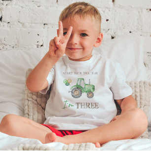 JE SUIS TROIS Tracteur Vert T-Shirt Anniversaire