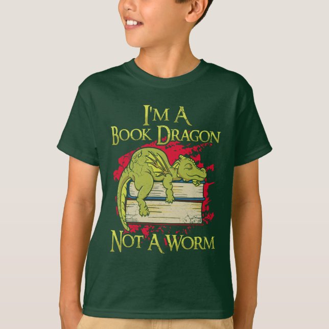 Je suis un dragon de livre pas un T-shirt de ver (Devant)