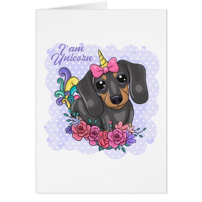Je suis une carte de voeux Unicorn Dachshund (Devant)
