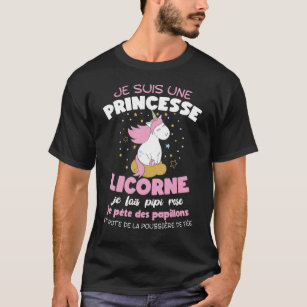 Je Suis Une Princesse Licorne Je Fais Pipi Rose Je T-Shirt