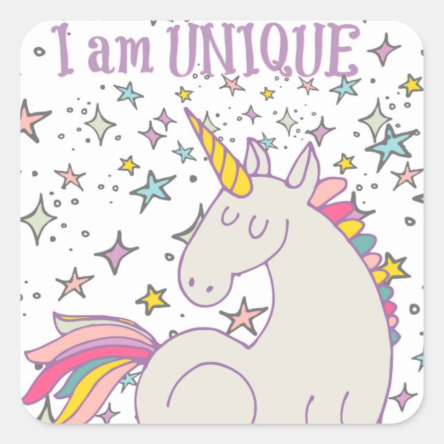 Je suis UNIQUE - Unicorn & Stars Stickers (Devant)