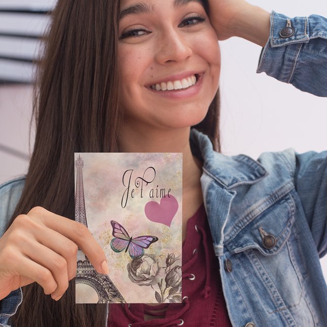 Je T' Aime Vintag Valentine Postkarte (Von Creator hochgeladen)