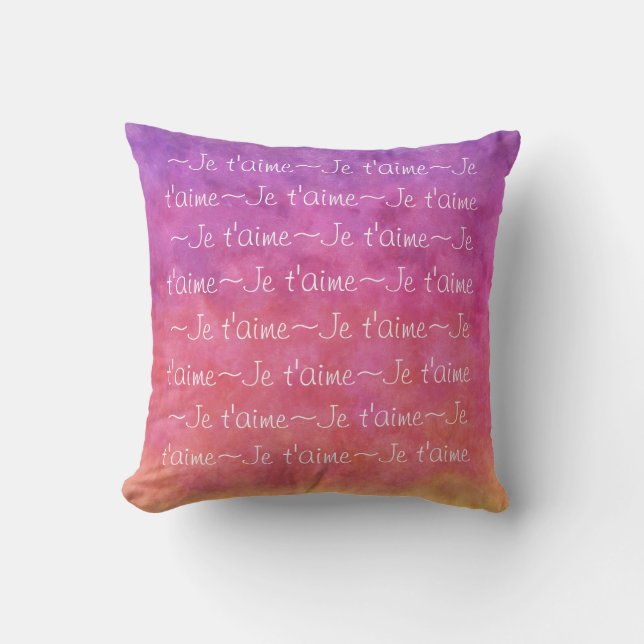 Je t t'aime white HEARTS on LILA PINK Kissen (Vorderseite)