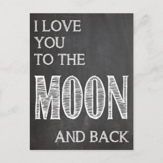 Je t'aime à la lune et à la carte postale arrière