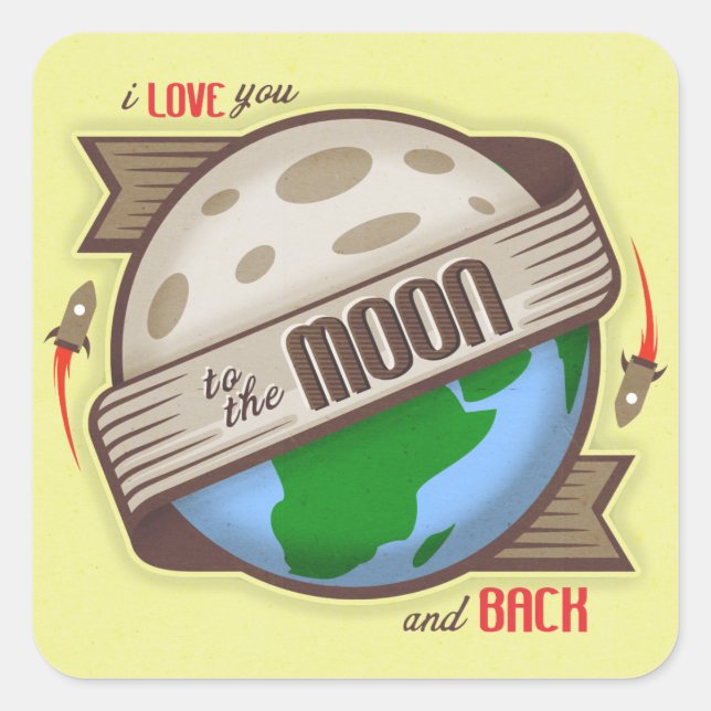 Je T'Aime À La Lune Et À L'Arrière - Sticker Set (Devant)