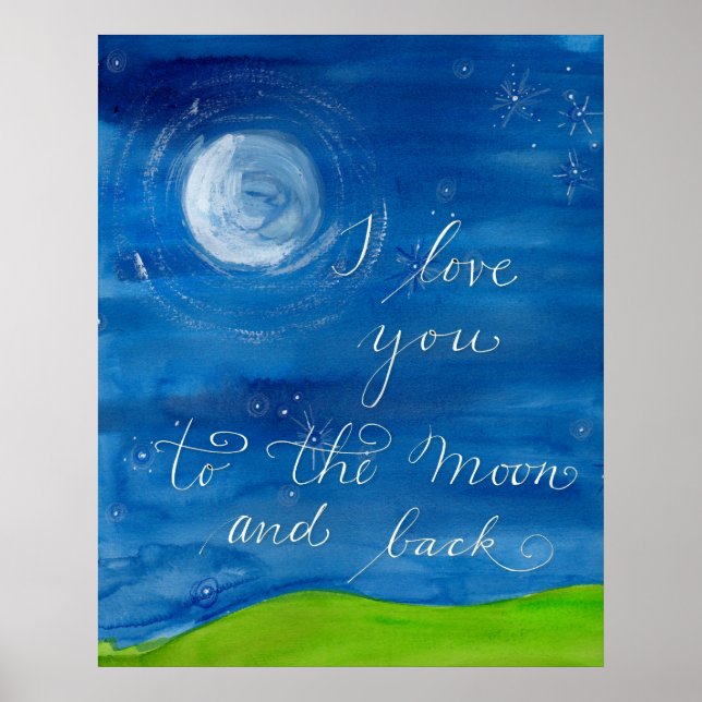 "Je t'aime à la lune et au retour" poster d'amour (Devant)