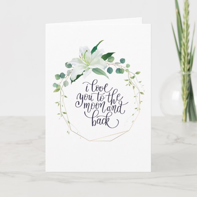 Je t'aime à la lune et la carte florale du dos (Devant)