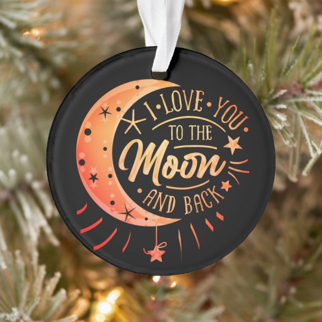 Je T'Aime À La Lune Retour Noir Moderne Cadeau (Arbre)