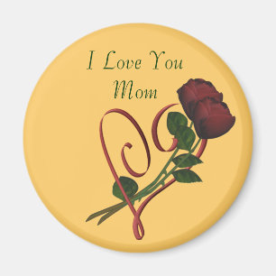Je t'aime aimant de coeur de roses rouges de maman