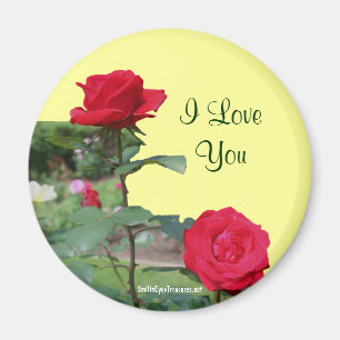 Je t'aime aimant de photo de fleur de roses rouges