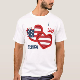 Je t'aime America Drapeau USA Cœur T-Shirt Patriot