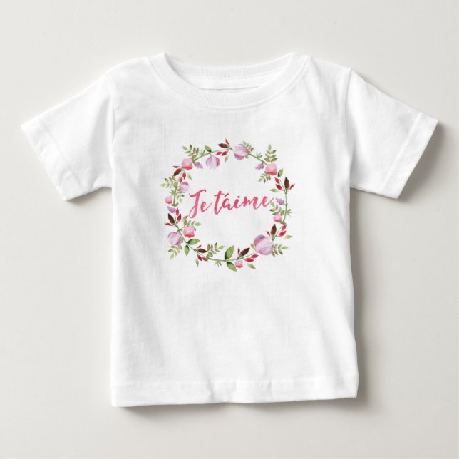 Je taime aquarelle fleurie pour enfants T-shirt (Devant)