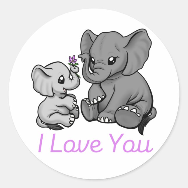 Je t'aime - autocollant d'éléphant (Devant)