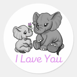Je t'aime - autocollant d'éléphant