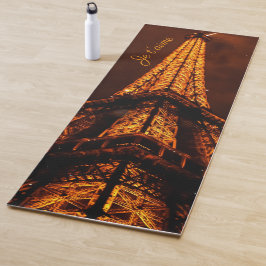 Je T'Aime Brown Orange Paris Frankreich Eiffelturm Yogamatte