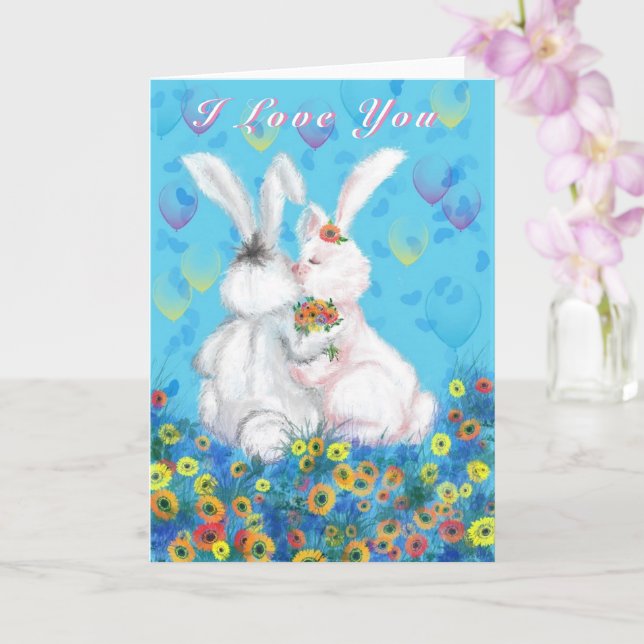 Je T'Aime Carte Couple Romantique Bunny Amour (Orchidée)
