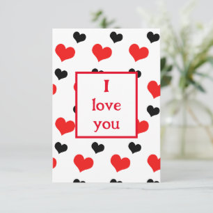 Je t'aime carte de coeur rouge et noir