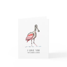 Je T'Aime Carte de note pliée de Spoonbill