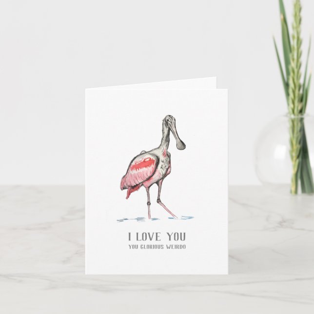 Je T'Aime Carte de note pliée de Spoonbill (Devant)
