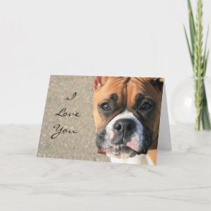 Je t'aime carte de voeux de chien de boxeur