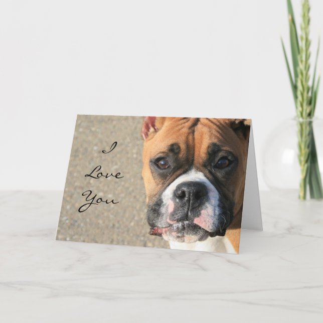 Je t'aime carte de voeux de chien de boxeur (Devant)