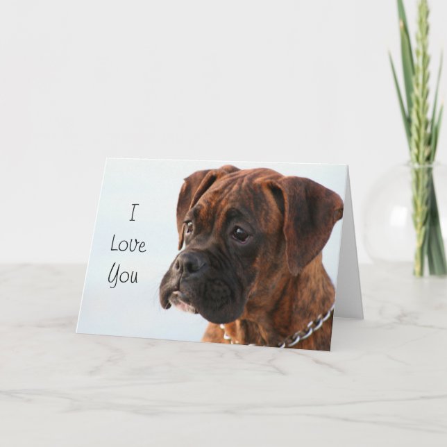 Je t'aime carte de voeux de chien de boxeur (Devant)