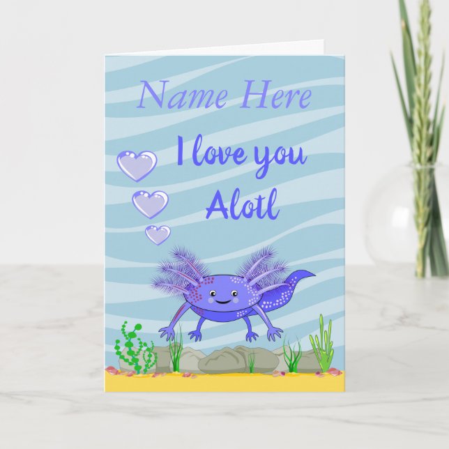 Je t'aime carte de vœux pliée Alotl (Devant)