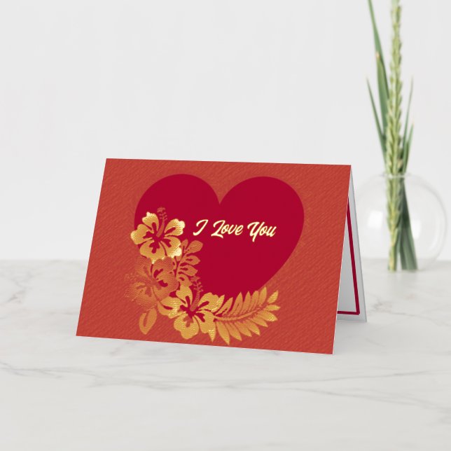 Je t'aime Carte pliée personnalisée Gold Foil (Recto)