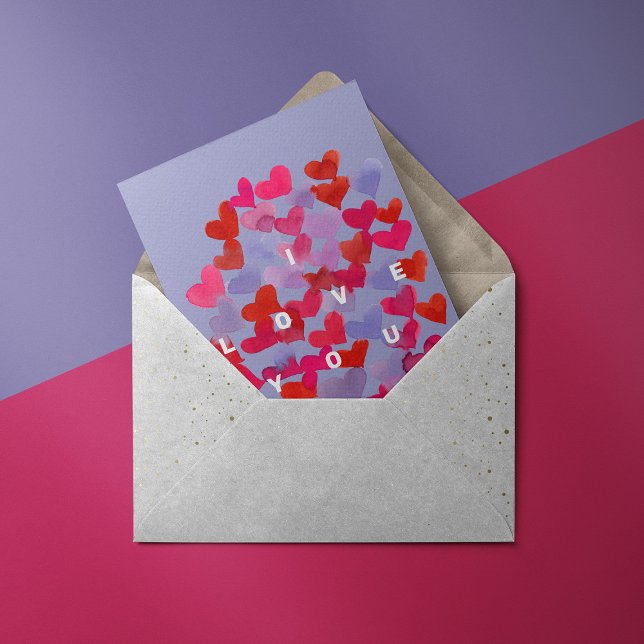 Je t'aime coeur aquarelle Carte postale (Créateur téléchargé)