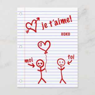 je t'aime croquis de cahier postkarte