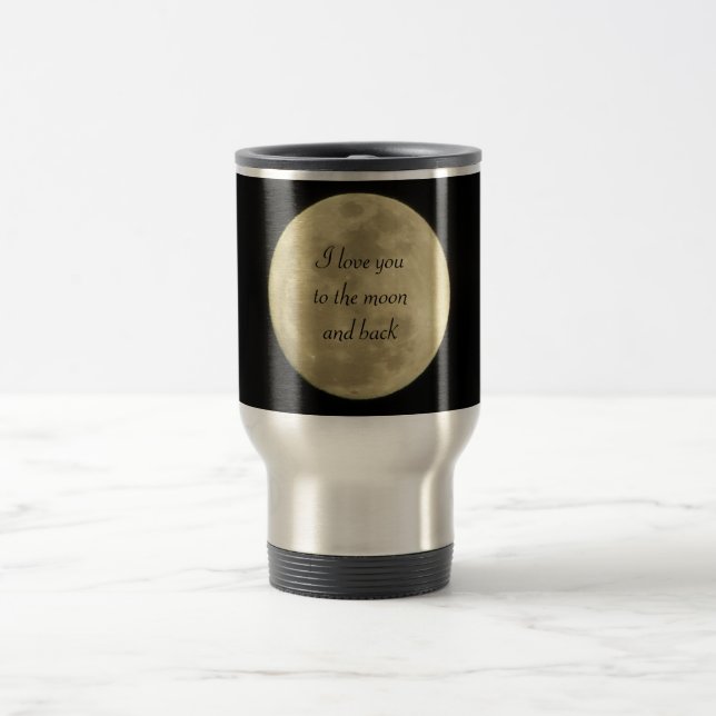 Je t'aime dans la tasse de voyage de lune et de (Centre)