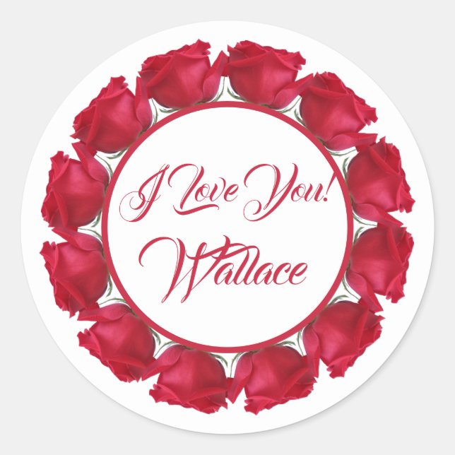 Je T'Aime Douzaine Red Roses Classic Round Sticker (Devant)