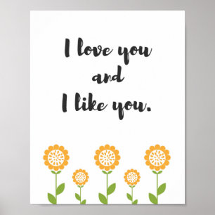 Je t'aime et moi aimez-vous affiche de citation de