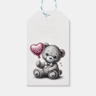 "Je t'aime" Étiquette pour un ours en peluche