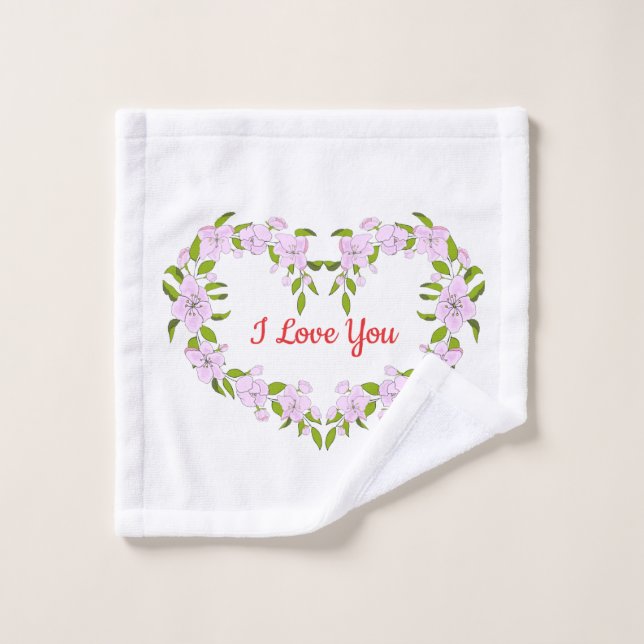 Je t'aime Fleurs mignonnes (Gant de toilette)