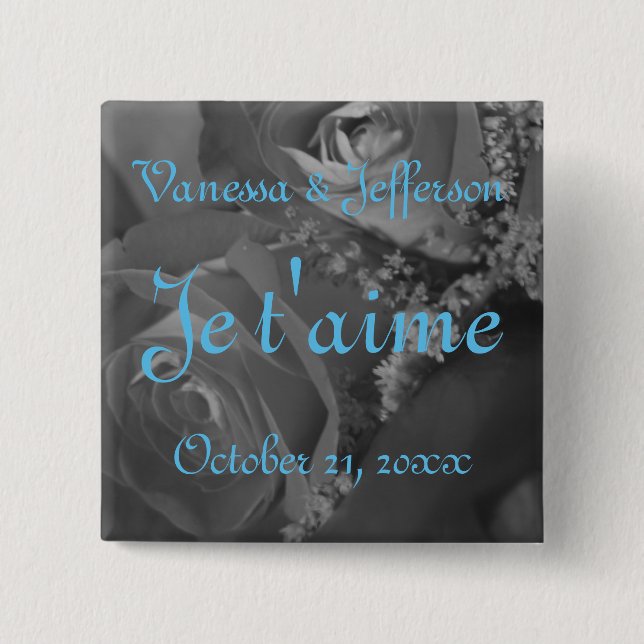 "Je t'aime" (Französisch - "Ich Liebe dich.") Button (Vorderseite)